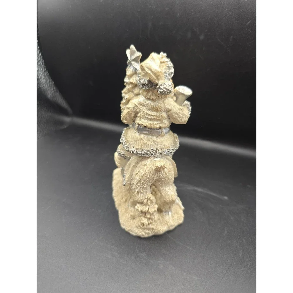 Santa On A  Deer Beautiful Shimmering Silver White Cornerstone Creations